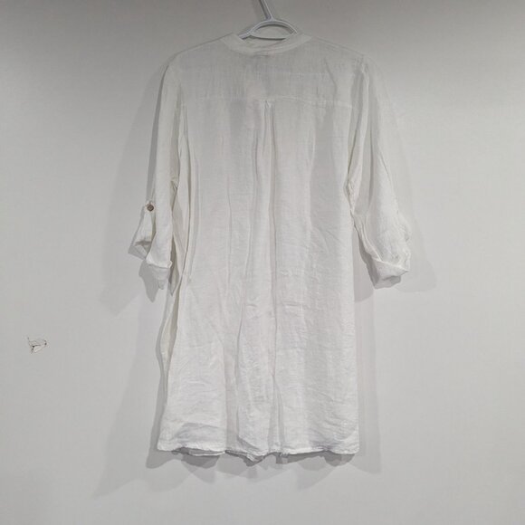 BNWT Rosemarine 100% Linen Button Down Tunic Length Shirt White Size 1X - Picture 4 of 4